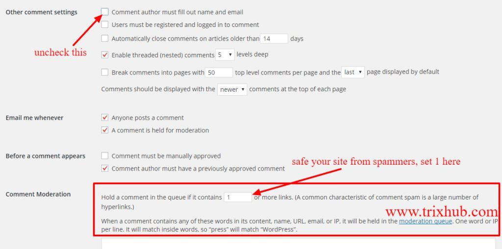 Wordpress Discussion Settings