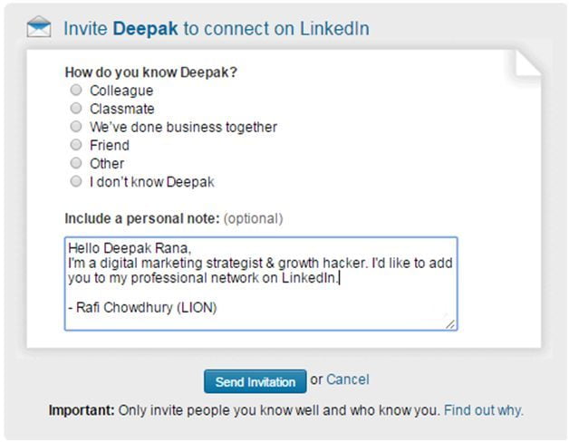 LinkedIn invitation