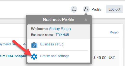 PAYPAL PROFILE AND SETTINGS