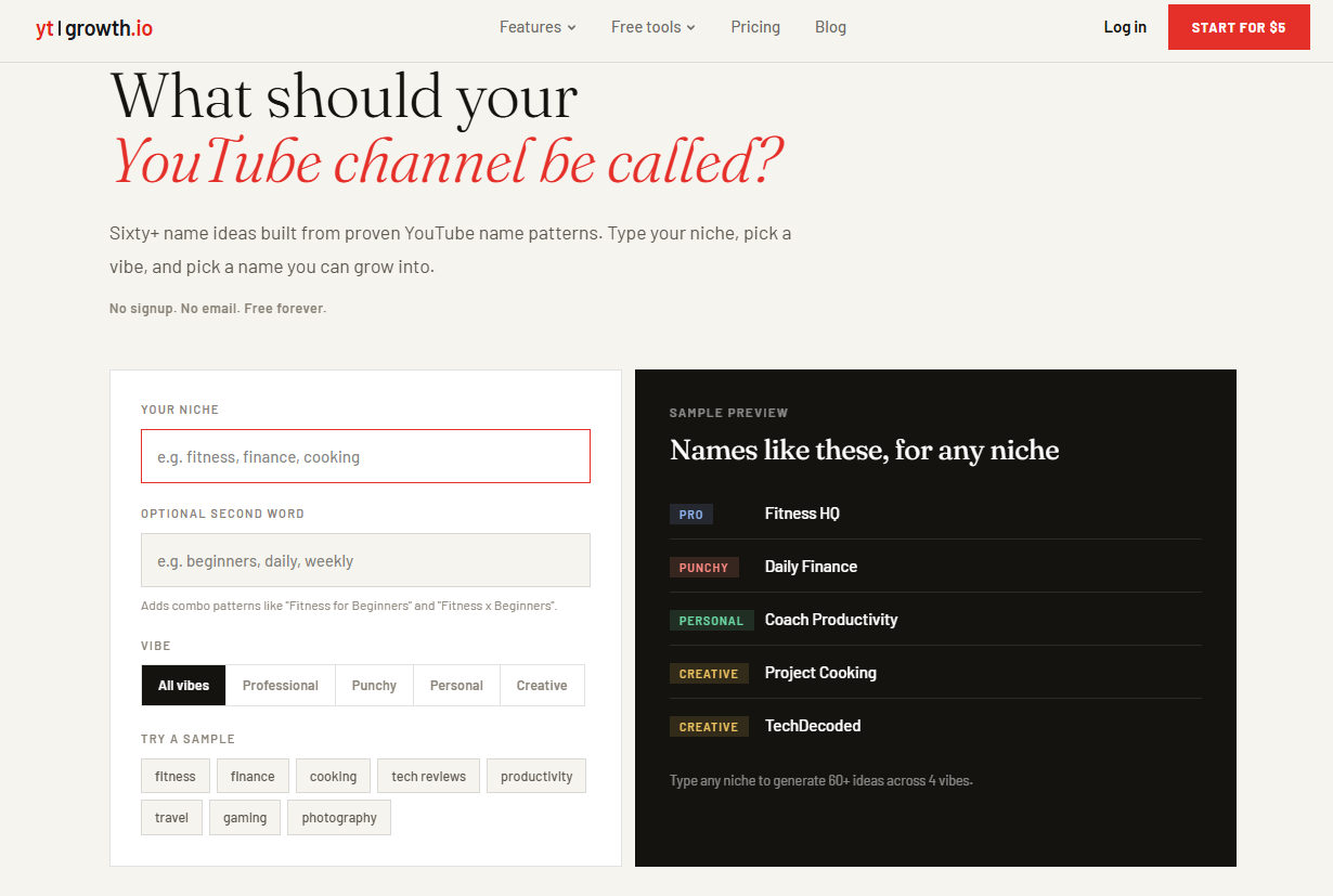 Top 5 Best Free YouTube Channel Name Generators in 2026 YouTube Channel Name Generators ytgrowth