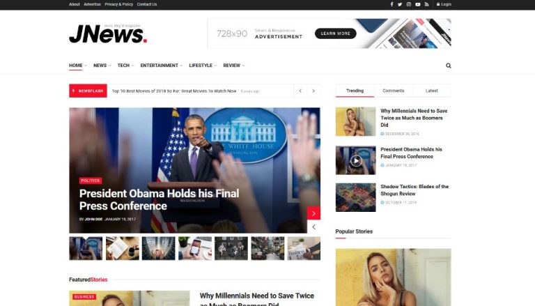 Top 10 Best News & Magazine WordPress Themes of 2025 jnews wp theme 768x439 1